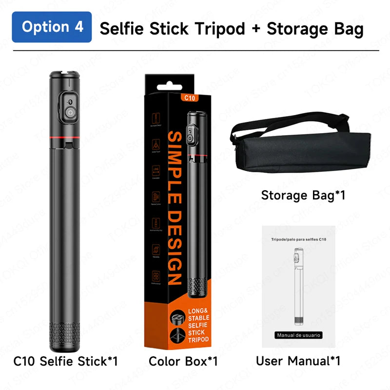 TOKQI C10 Selfie Stick Stativ – 1,83m / 72 Zoll, Bluetooth, Aluminium | iPhone & Android