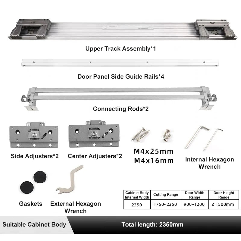 Möbelbeschläge in Sondergröße, Schlafzimmer, Aluminium, eingebetteter Kleiderschrank, Platzierungstür, koplanare Dämpfung, Schiebesystem