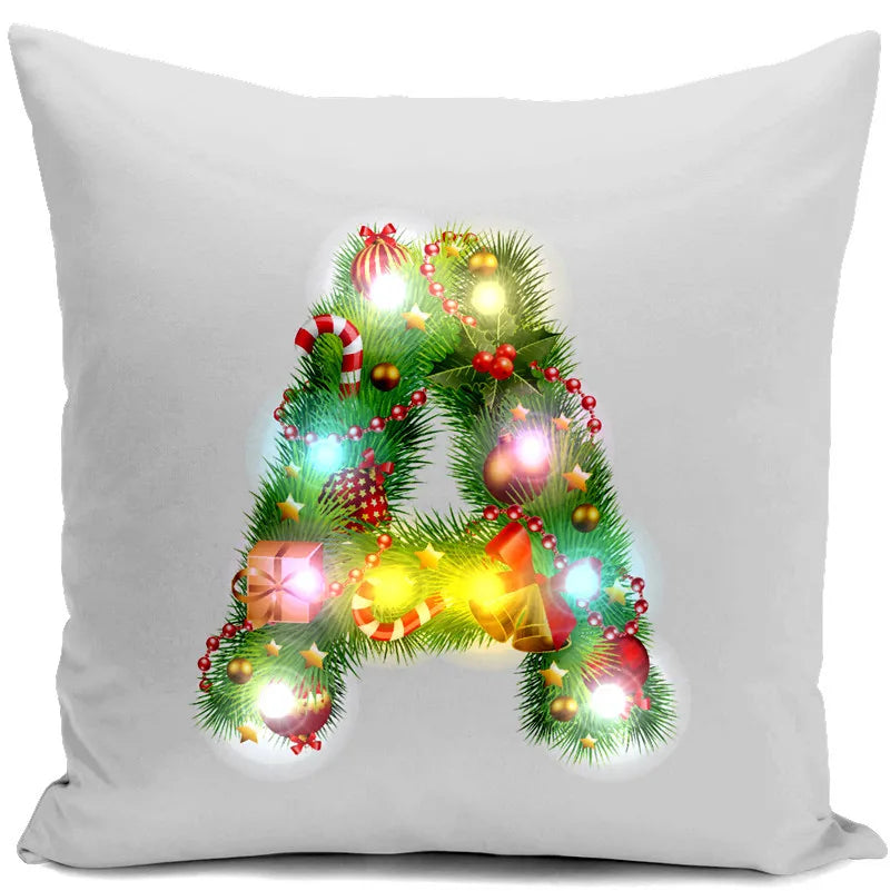 Neues leuchtendes Weihnachtslichtkissen, LED-Kissenbezug, superweiches Polyester, Heimdekoration, 45 cm