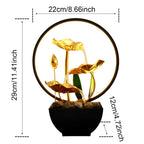 Tisch-Wasserbrunnen, USB-betriebener Entspannungs-Desktop-Wasserfallbrunnen mit natürlichen Felsen und LED-Ringlichtern für die Inneneinrichtung