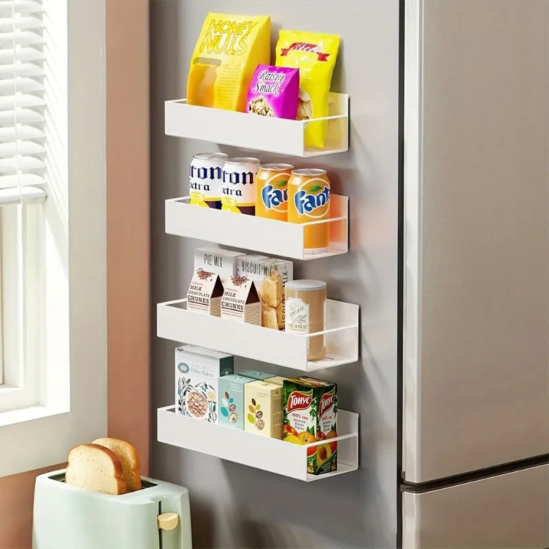 Magnetisches Kühlschrank-Aufbewahrungsregal-Set – ohne Bohren, Wandmontage, Organizer, robust, Metalloberfläche, Mehrzweckregal, Küche, Wäscherei