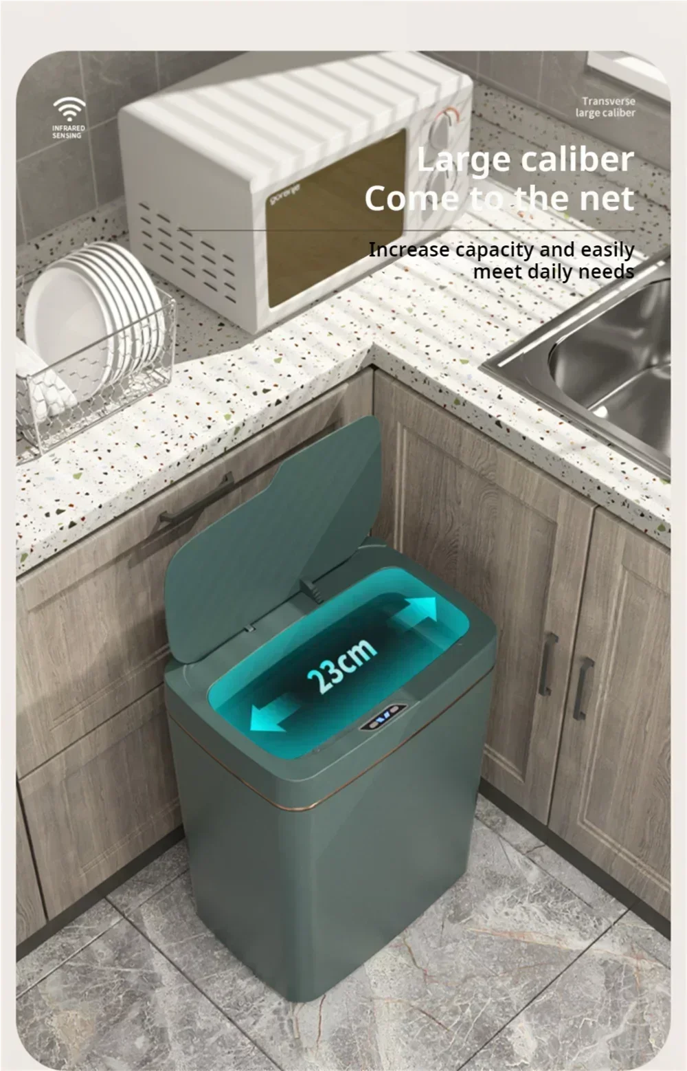 15L Smart Sensor Mülleimer Mülleimer Wasserdicht Touchless Automatischer Mülleimer Papierkorb für Küche Toilette Schlafzimmer