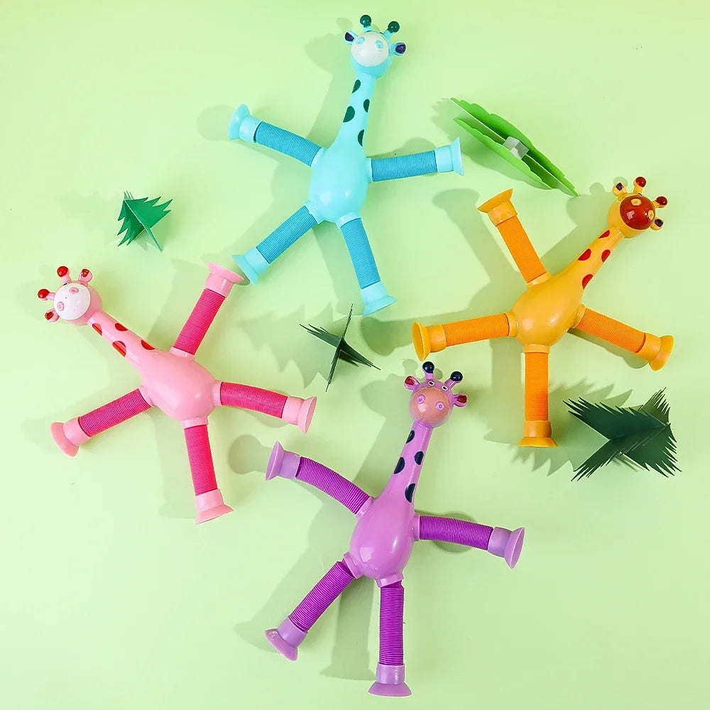 Kinder Saugnapf Spielzeug Pop Tubes Stress Relief Teleskop Giraffe Hand Spielzeug Sensorischen Faltenbalg Spielzeug Anti-stress Squeeze Spielzeug geschenk