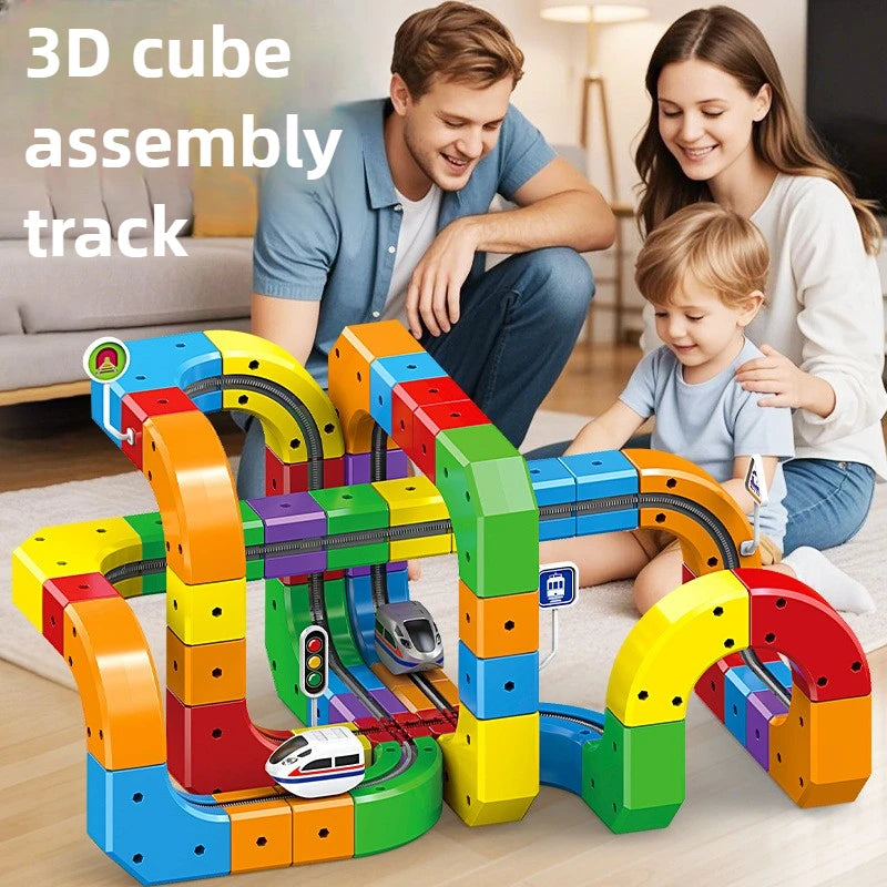 Kinder Magic Track Zug Elektrische Zusammengebaute Bausteine Magnetische Schiene Auto Labyrinth Pädagogisches Spielzeug für Kinder Weihnachten Geschenke