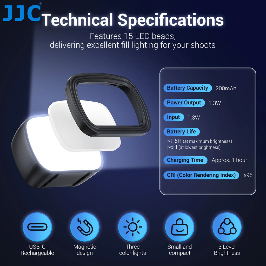 JJC Osmo Pocket 3 Mini-LED-Licht, magnetisches Fülllicht, Video-Selfie-Licht für DJI Osmo Pocket 3, wiederaufladbare Zusatzbeleuchtung