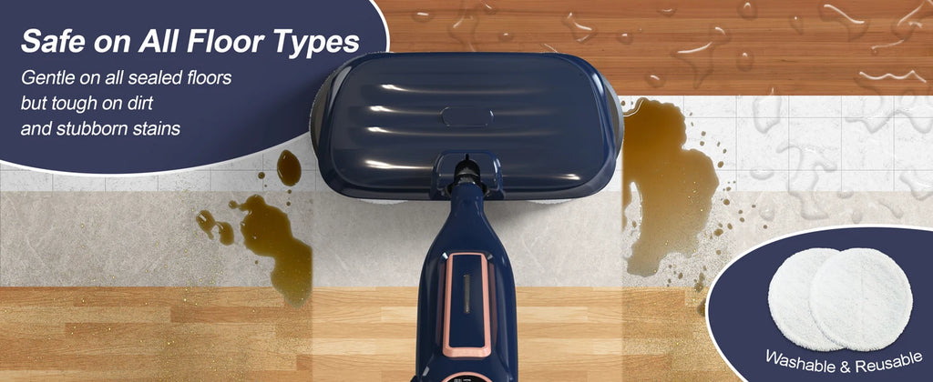 Dampfreiniger mit drehbarem Wischpad, 10-in-1, leichter Spin-Mop, 1300 W, leistungsstarker Bodendampfer für Zuhause, Hartholz, Laminat, VM6