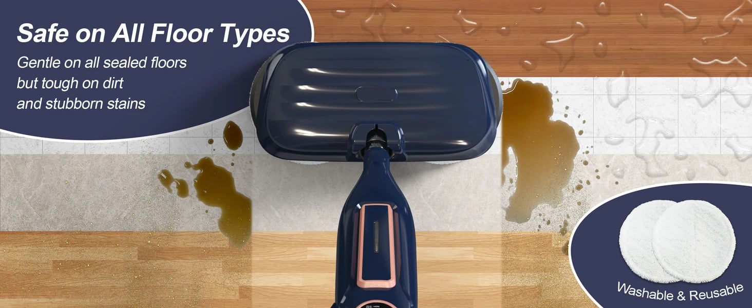 Dampfreiniger mit drehbarem Wischpad, 10-in-1, leichter Spin-Mop, 1300 W, leistungsstarker Bodendampfer für Zuhause, Hartholz, Laminat, VM6