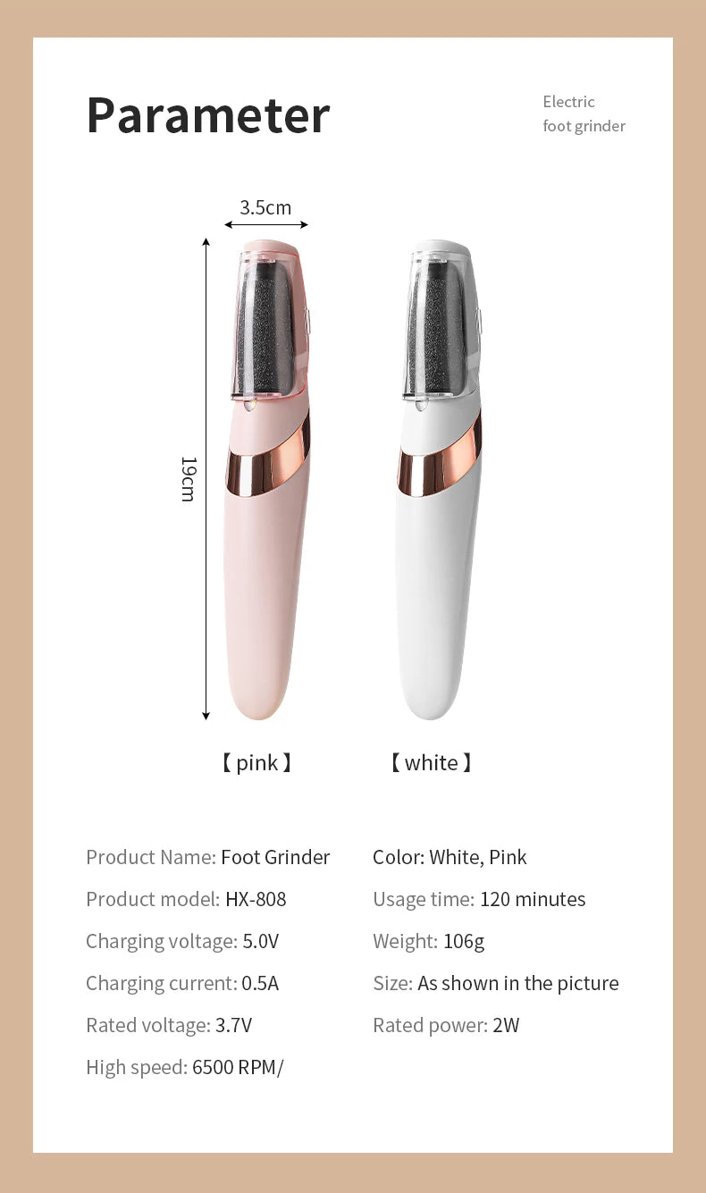 HOMEFISH Elektrischer Fußschleifer, automatisches Hornhautentfernungsgerät für die Fußpflege