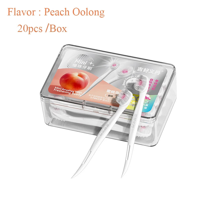 Mini-Zahnbürste mit Mund, Lufterfrischer, Perlen, Zahnstocher und Zungenschaber, 4-in-1, zum Entfernen von Mundgeruch, tragbares Mundpflege-Werkzeug, 1/20/24 Stück