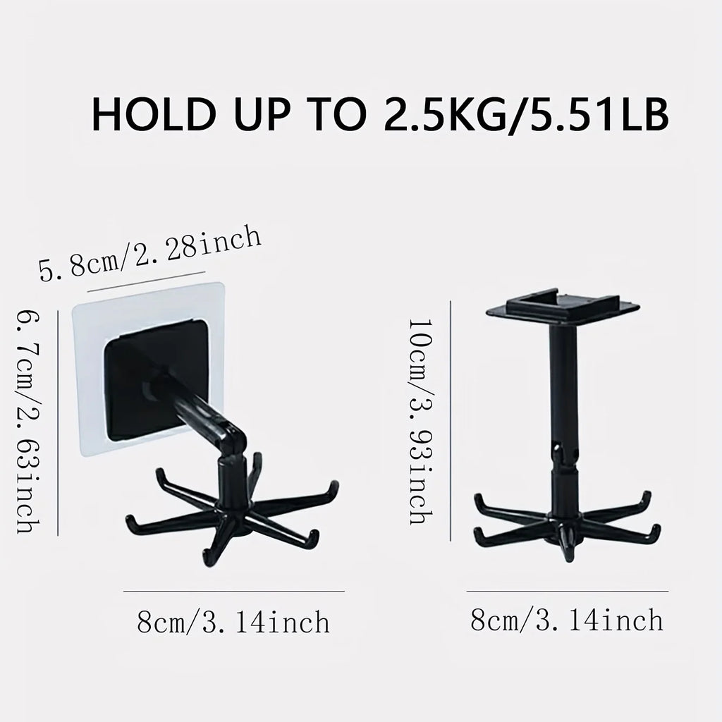 Multifunktional 360° °   Drehbarer Schmuck- und Küchen-Aufbewahrungshaken – an der Wand montierter Zubehör-Finisher, quadratisches Kunststoff-Design