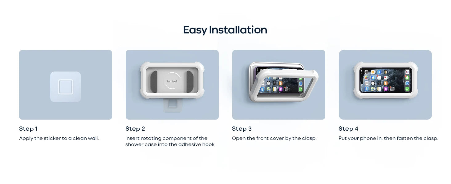 Wasserdichter Duschtelefonhalter mit 480 °   Drehbarer, winkelverstellbarer, wandmontierter Telefonhalter für Badezimmerküche, bis zu 6,8 I