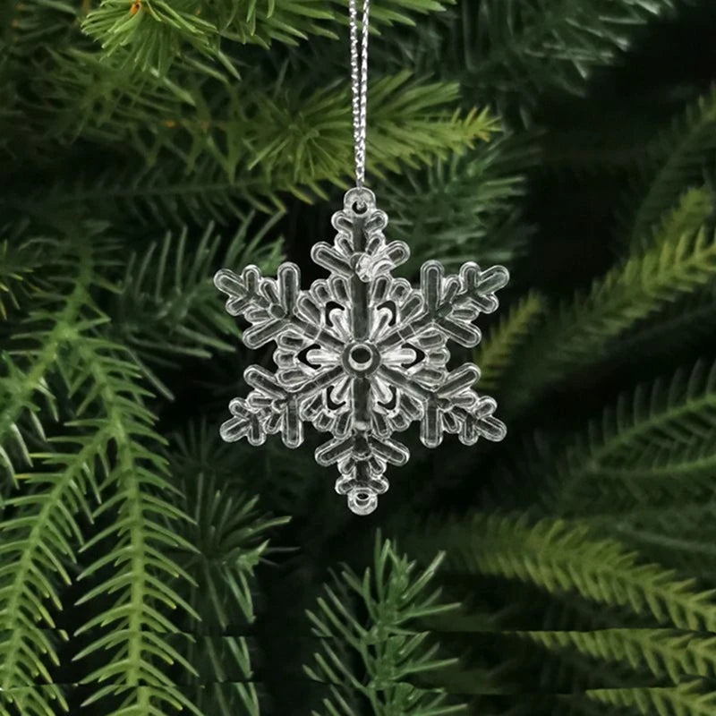 5/10 Stück Weihnachtsdekoration Kristall Schneeflocke hängende Weihnachtsbaum Anhänger Ornamente für Home Decor Party 2025, Neujahrsbedarf