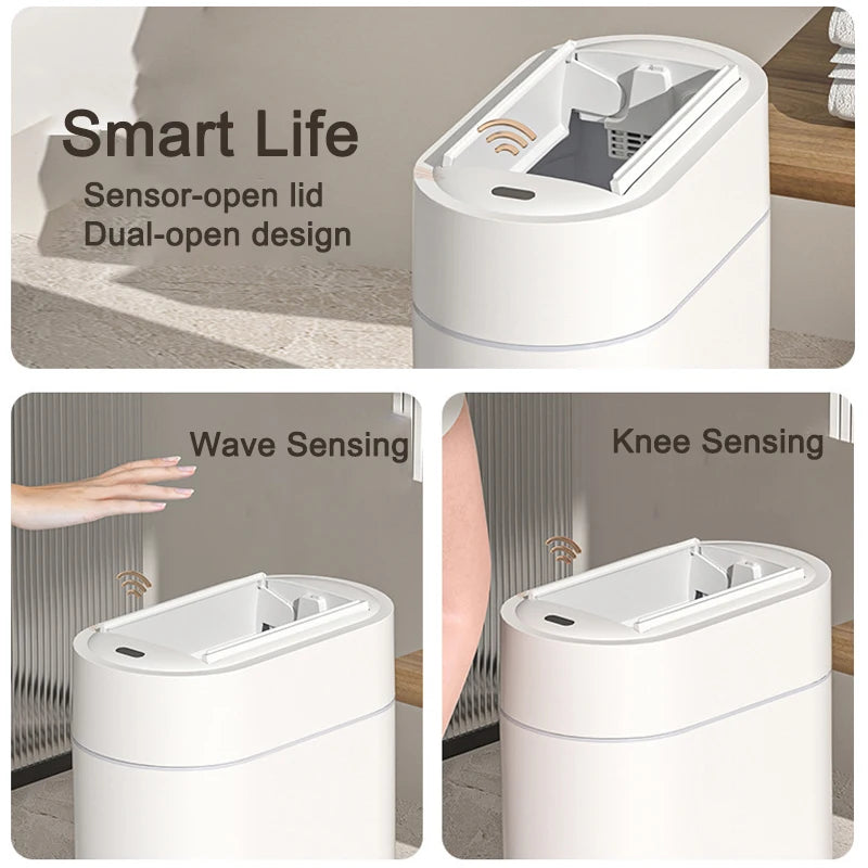 9L Sensor-Mülleimer mit Deckel, Zwei-Wege-Automatikverpackung, Adsorption, Mülleimer, Zuhause, Küche, Toilette, schmaler Schlitz, Wandmontage-Abfallbehälter