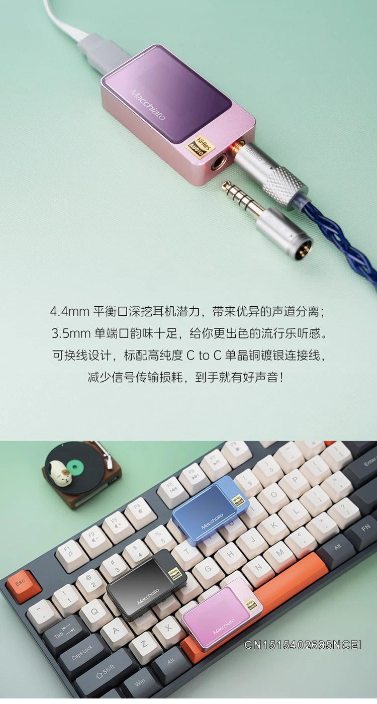 【Zuno Choice】iBasso Macchiato Kopfhörerverstärker, tragbarer DAC-AMP, Typ C, Dual CS43131-Chips, DSD256X 2, unterstützt 3,5-mm-Mikrofon für PC