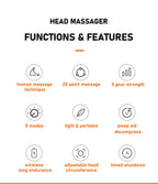 20 Massageköpfe Orange Kopfhaut Kopfmassagegerät Rotlicht Vibrator Octopus Scratcher zur Entspannung Stress Migräne