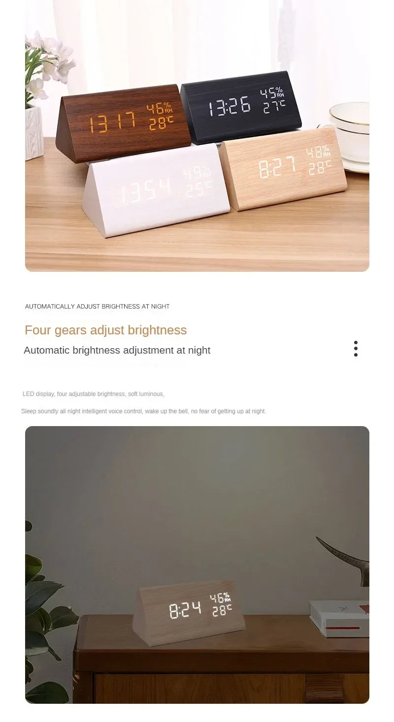 Réveil LED pour étudiant, horloge murale simple, affichage de la température, contrôle du son, horloge de table, bureau, décoration d'intérieur, jardin