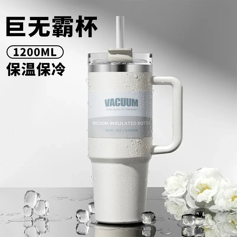 40-Unzen-Autobecher, isolierter Strohbecher aus Edelstahl 304, Eisbecher, Auto-Wasserbecher