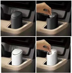 Automontierter Mülleimer mit Silikonbecher für den Einsatz im Auto. Mülltonne zur Autolaufbewahrung. Praktische und hygienische Aufbewahrungsbox für verschiedene Zwecke