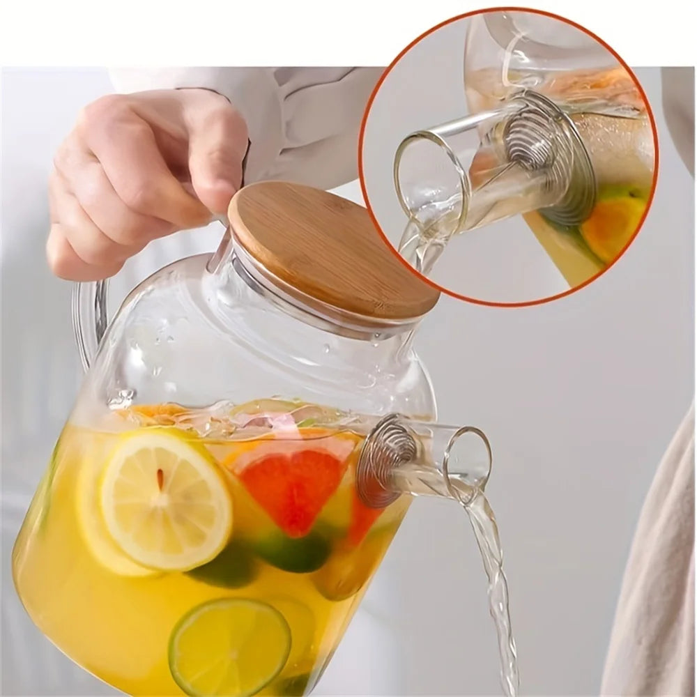 1 l/1,8 l große Kapazität Glas-Teekanne, hochtemperaturbeständiger Wasserkocher für gedämpftes Saft, Obst- und Eistee, Zugang zu Hause und in der Küche