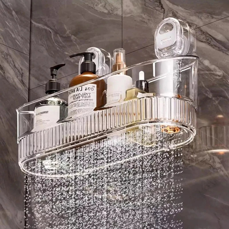 Badezimmer-Saugnapf-Aufbewahrungsbox ohne Bohren, großes Fassungsvermögen und stark tragendes, multifunktionales, wandmontiertes Regalregal mit Saugnapf