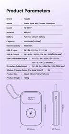 Toocki PowerBank 10000 mAh Tragbare PD 22,5 W Schnelllade-Powerbank für iPhone 16 15 14 13 12 Apple Watch Mobile Externer Akku