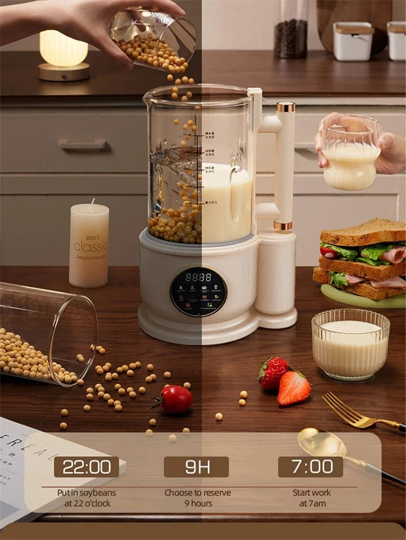 BALASHOV Multifunktions-Smoothie-Maker mit automatischer Sojamilcherhitzung, Eiswürfelrührfunktion und Saftzubereitung – Leiser Betrieb, Digitalanzeige