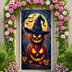 Event-Banner, bunter Druck, Kürbis-Laternen-Banner, Kürbis-Banner, Halloween-Party, Feiertagsfeier, gruselige Tür-Banner-Abdeckung