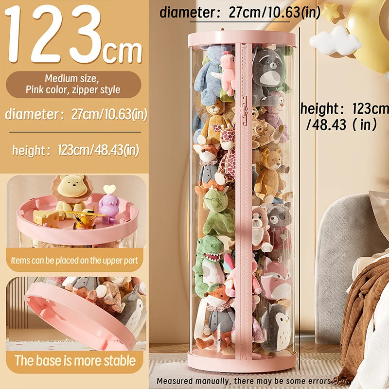 Transparente Puppe Lagerung Box Plüsch Spielzeug Organisation Spielzeug Lagerung Rohr DIY Zipper Bins Kind Weihnachten Geschenk kinder Spielzeug Organizer