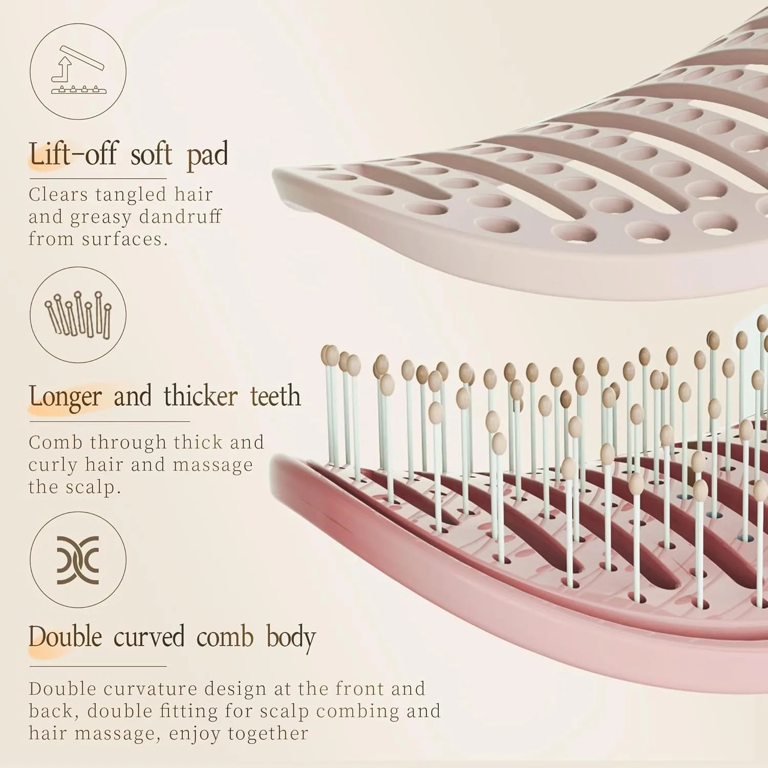 Volumengebende Haarbürste mit eingebauter Reinigung, Styling-Massage, Akupunkt-Haarfeder, Knochen, Luftkissenkamm für Schönheit und Gesundheit