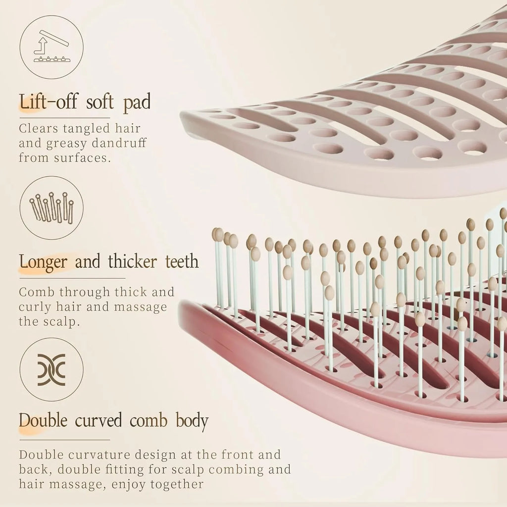 Volumengebende Haarbürste mit eingebauter Reinigung, Styling-Massage, Akupunkt-Haarfeder, Knochen, Luftkissenkamm für Schönheit und Gesundheit