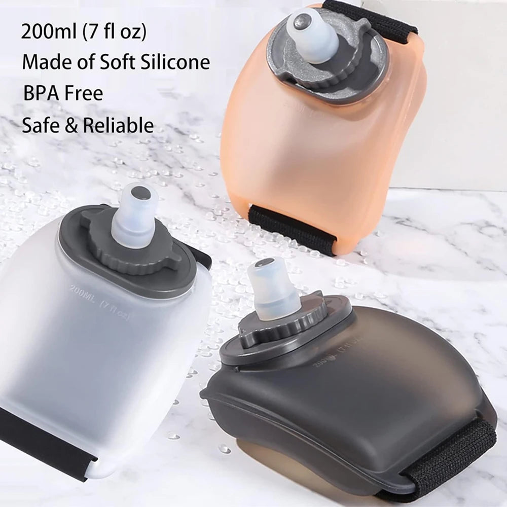 200 ml freihändige Silikon-Sportwasserflasche, tragbar am Handgelenk zum Laufen, Radfahren, Klettern – Outdoor-Aktivitäten