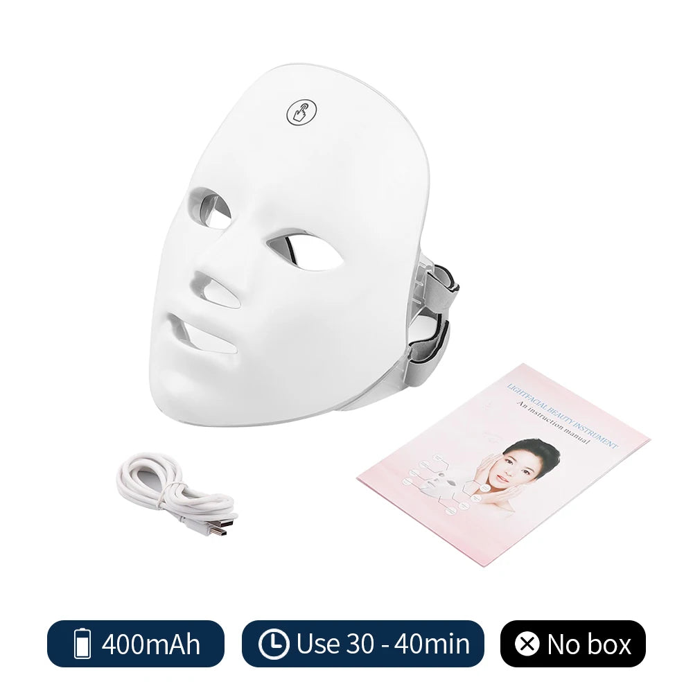 Wiederaufladbare LED-Gesichtsmaske, 7 Farben, LED-Photon-Schönheitsmaske, Hautverjüngung, Zuhause, Gesichtsstraffung, Aufhellung, Hautpflege, Schönheitsmaske