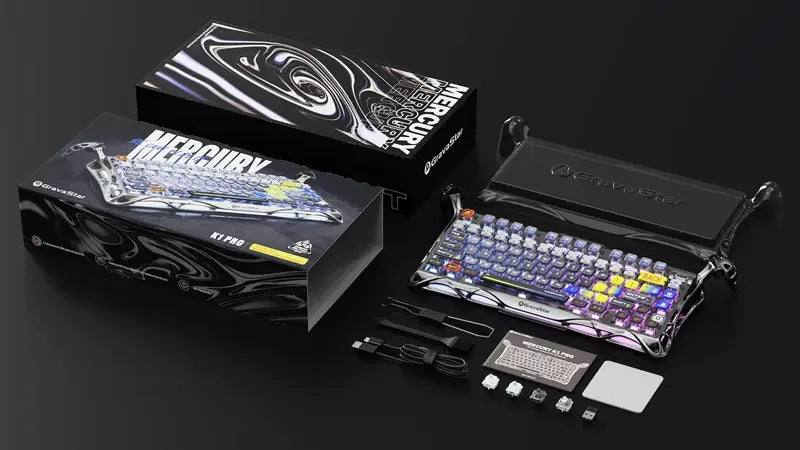 GravaStar K1 Bluetooth Drahtlose mechanische Tastatur aus Aluminiumlegierung Tri-Mode RGB Light E-Sport-Gaming-Tastatur PC-Zubehör