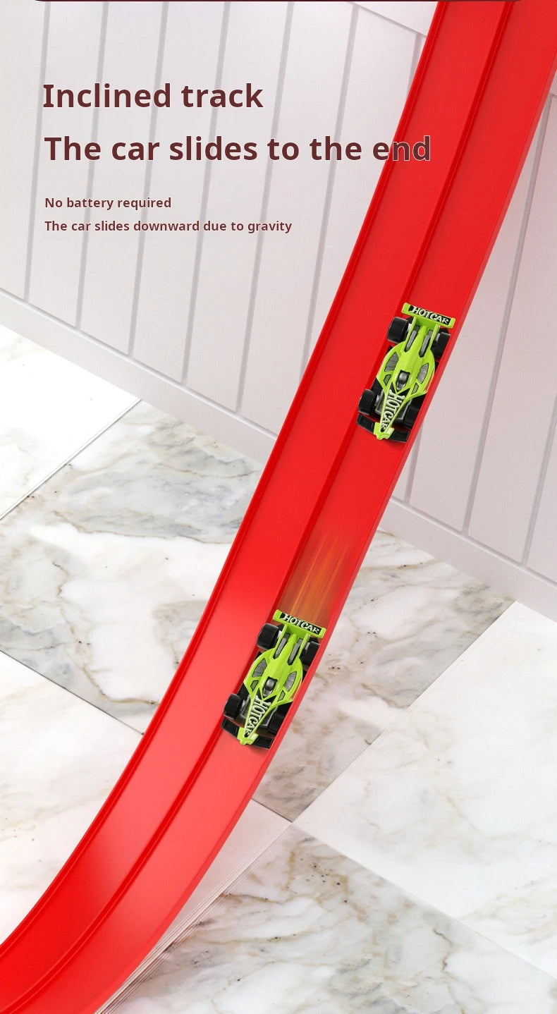 Flexible Rennstrecke Kinderspielzeug DIY Doppelspur Rennwagen Rampe Kompatibel 1/64 Autos Tragbarer Rolls Up Boy Weihnachtsgeschenk