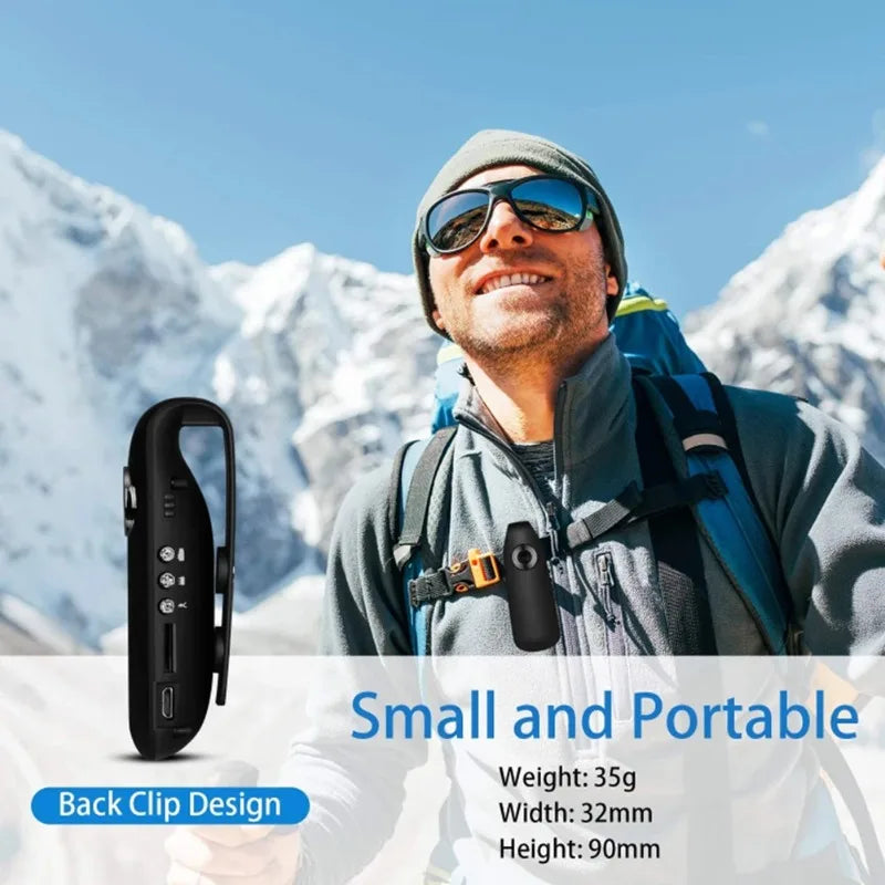 Full-HD-Mini-Bodycam mit Clip und microSD-Speicher