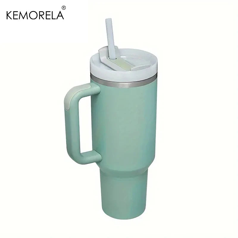 KEMORELA 30 & 40 oz Becher mit Griffdeckel Stroh 887/1182 ml Edelstahl Wasserflasche Vakuum Thermoskanne Tasse Reise Auto Kaffeetasse
