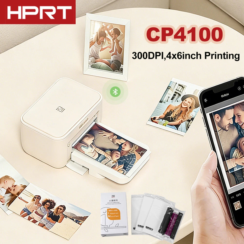 HPRT CP4100 Bluetooth Fotodrucker – 300DPI, 10x15cm, Thermosublimation, AR-Fotos, EU/US