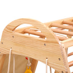 7-in-1 Multifunktionales Klettergerüst aus Holz mit Rutsche und Schaukel, Kletterleiter/Netz/Steinen, Indoor-Spielplatzspielzeug für Kinder ab 3 Jahren