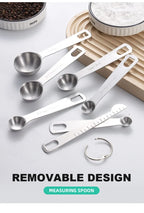 Messlöffel aus Edelstahl, 4/6/7/8-teiliges Set mit Skala, Messlineal, Löffel, Küche, Kaffee, Backen, Messwerkzeug-Set
