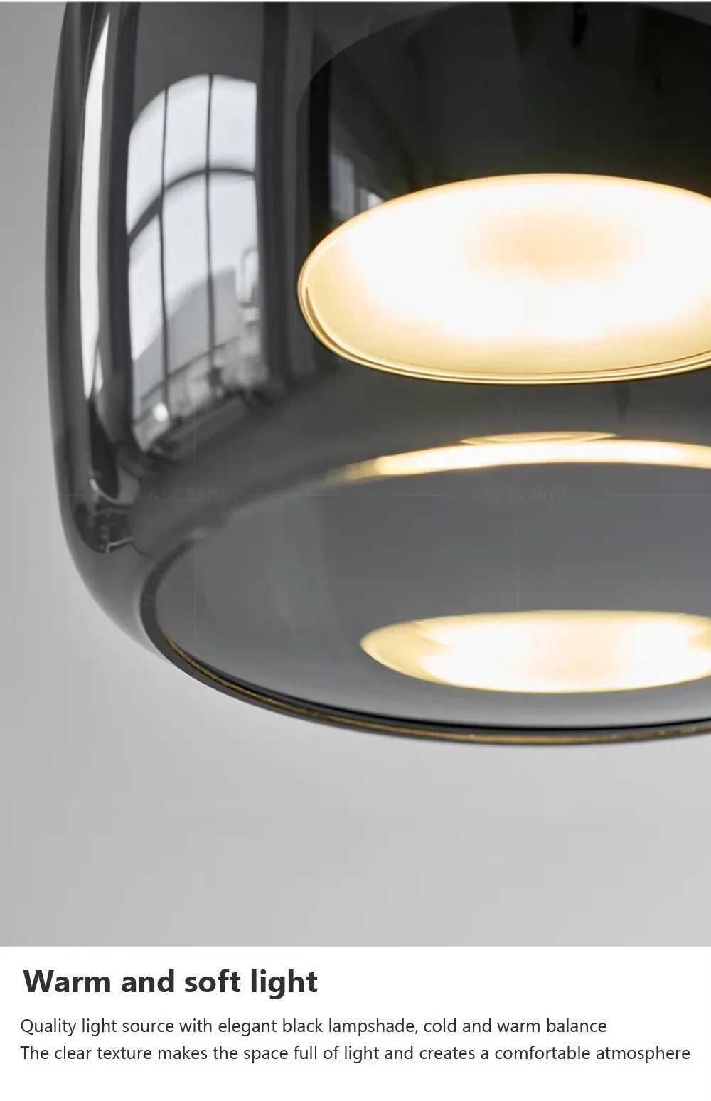 Moderne LED-Pendelleuchte aus Glas, rauchgrau, bernsteinfarben, 15/26/38 cm, Esstisch, Hotellobby, Schlafzimmer, Innenlampe, Heimleuchte, Dekoration