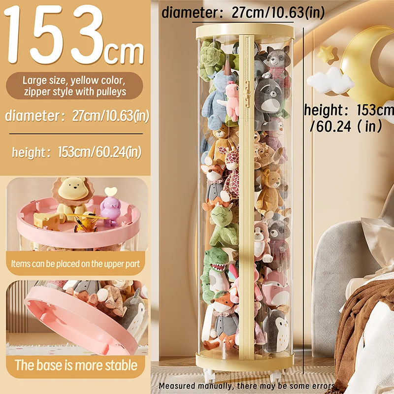 Transparente Puppe Lagerung Box Plüsch Spielzeug Organisation Spielzeug Lagerung Rohr DIY Zipper Bins Kind Weihnachten Geschenk kinder Spielzeug Organizer