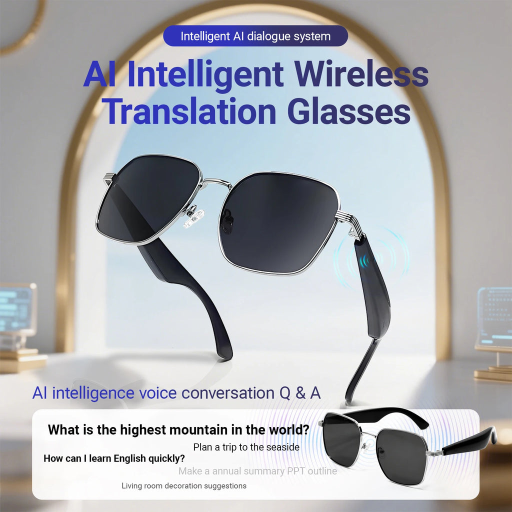 GY200 Smart Glasses 100+ Online-Sprache AI Automatische Dialogübersetzung Bluetooth-Brille mit Lautsprecher Sport UV-Schutz