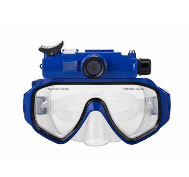 YTYIN RD-34 Tauchmaske mit integrierter HD 1080p Kamera – 5MP CMOS, 90° Weitwinkel, DVR, Gelb & Blau