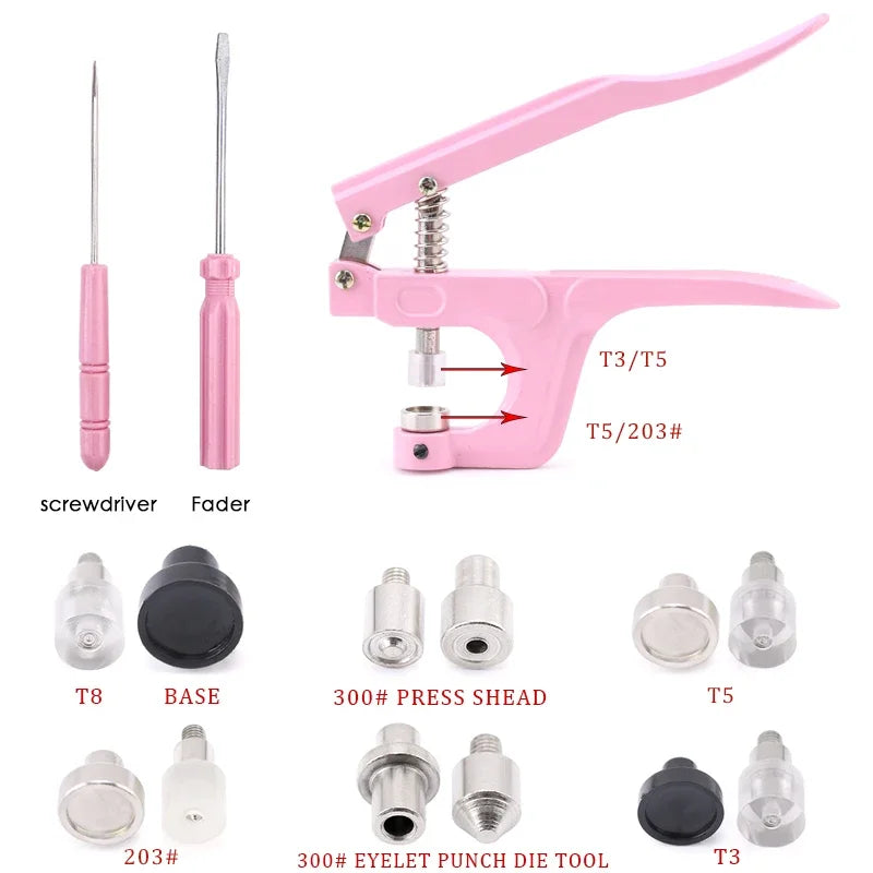 Druckknopf-Set 270 Stück T5 Kunststoff – inkl. Zange | DIY Nähset für Kleidung & Basteln