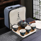 Chinesisches kung fu teeset sand keramik teeset reise kung fu teeset geschenk porzellan lila tontopf gegossen keramik teeset