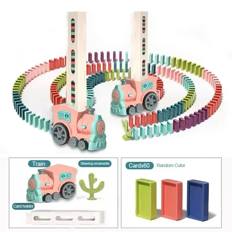 Automatische Verlegung Domino Zug Elektrische Auto Ziegel Blöcke Kits Kreative Spiele Intelligenz Pädagogisches DIY Spielzeug Kinder Geburtstag Geschenk