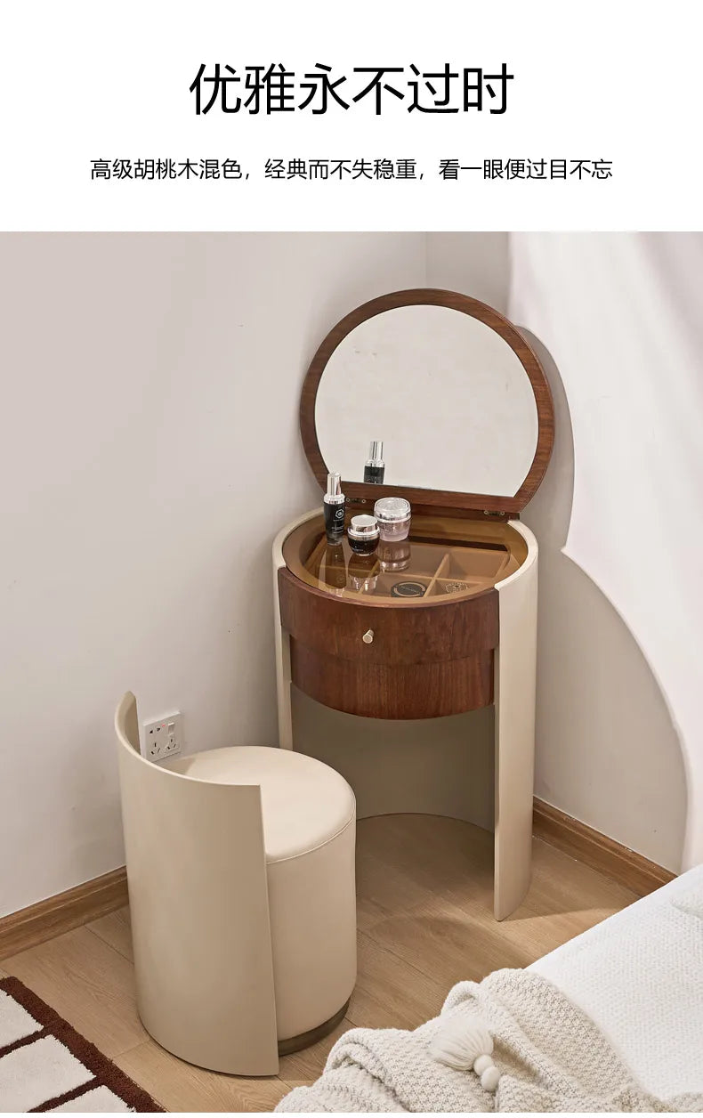 Wohnung Design Schminktisch Runde Luxus Schlafzimmer Set Schminktisch Stuhl Büro Penteadeira De Maquiagem Haus Zubehör