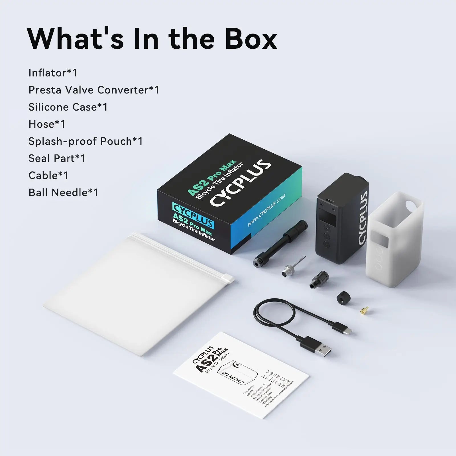 CYCPLUS Mini-Luftpumpe AS2 100 PSI AS2PRO 120 PSI Max elektrischer tragbarer Fahrrad-Inflator-Druckmesser Typ-C-Fahrradreifenkompressor