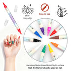 Flysea 3D Nail Art Pens – Doppelkopf, Acryl, schnelltrocknend, 12 oder 24 Farben