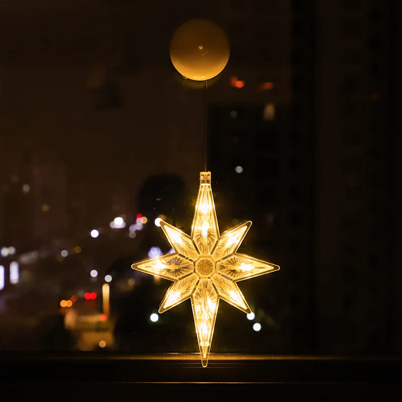 Weihnachten LED Licht Schneeflocke Santa Hängen Batteriebetriebene Fenster Ornamente Dekoration für Home Weihnachten Navidad Neue Jahr Dekor
